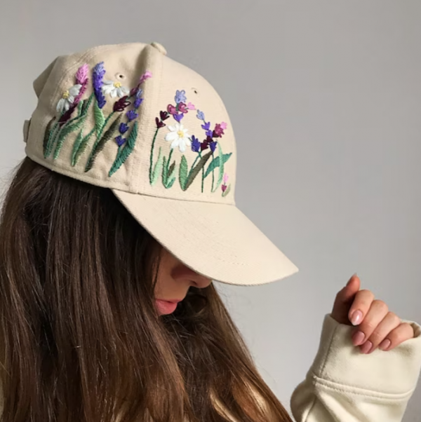 Topi Baseball Bordir Bunga